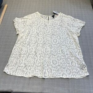 Torrid Abbey Lace‎ Top 3X 22-24 White Boho Festival Romantic Sheer New with Tag
